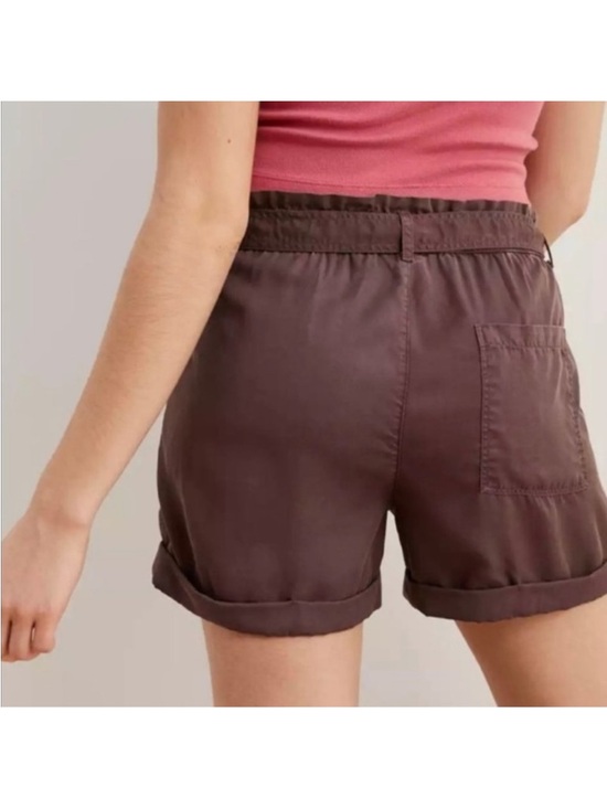 Aerie Paper Bag Shorts High Waist Brown Belted - Picture 2 of 6